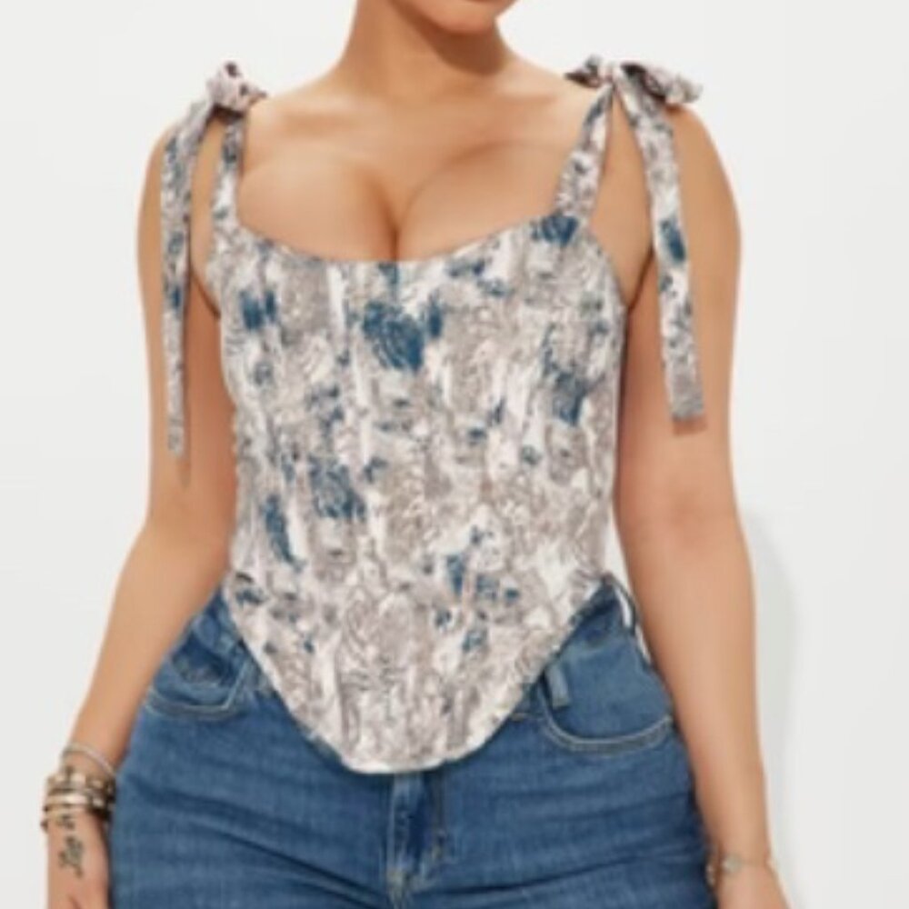 Exotic Love Corset Top - Brown/combo Size: L